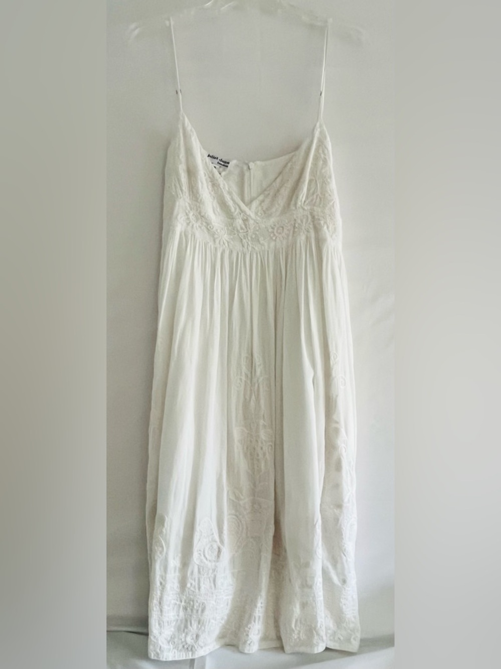 Juliet Dunn London White Embroidered Cotton Midi Sundress Resortwear US M Medium - Picture 2 of 7